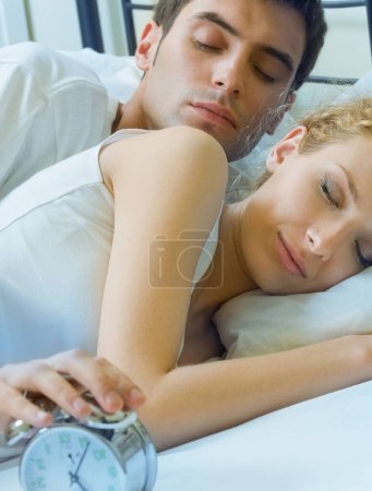 Photo for Happy couple waking up together - Royalty Free Image