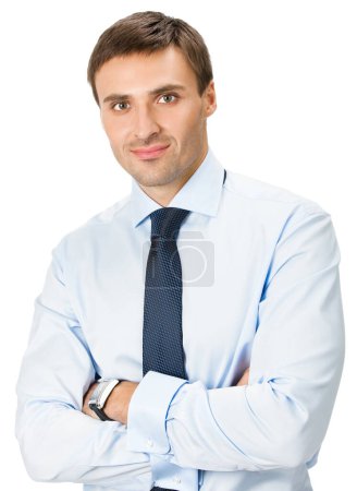Photo for Portrait of young happy smiling business man, isolated over white background - Royalty Free Image