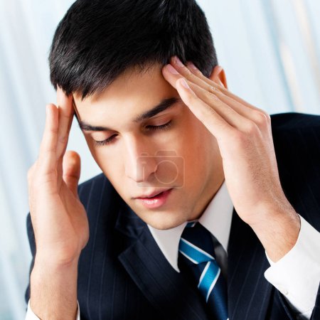 Photo for Thinking, tired or ill with headache businessman at office - Royalty Free Image