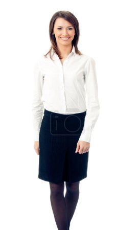 Téléchargez les photos : Portrait corporel complet d'une femme d'affaires qui marche, isolée sur fond blanc - en image libre de droit