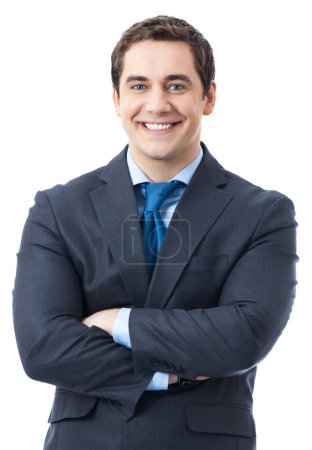 Foto de Retrato de feliz hombre de negocios sonriente, aislado sobre fondo blanco - Imagen libre de derechos