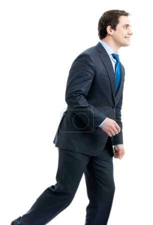 Foto de Retrato de cuerpo completo del hombre de negocios caminando, aislado sobre fondo blanco - Imagen libre de derechos