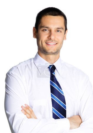 Photo for Portrait of happy smiling businessman, isolated against white background - Royalty Free Image