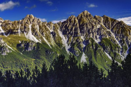 View of mountain alpine landscape from Austria on a sunny day