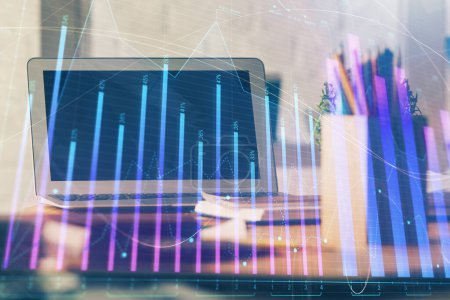 Photo for Forex market chart hologram and personal computer background. Double exposure. Concept of investment. - Royalty Free Image