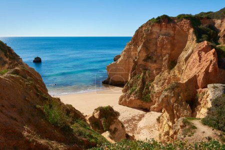 Beautiful secluded beach near Alvor village in Portugal. Praia Joao de Arens - amazing private spot for the beach holiday
