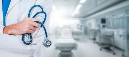 Photo for Hands of doctor with stethoscope in the clinic - Royalty Free Image