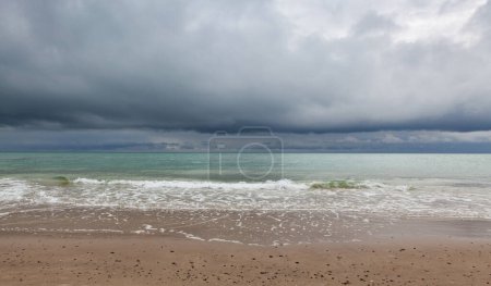 Photo for On the beach in Skagen after heavy rain, Denmark. Place where the Baltic meets the North Sea. - Royalty Free Image