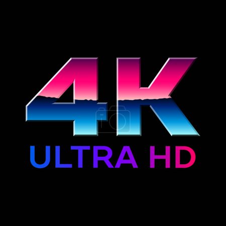 Illustration for 4k Ultra HD format logo with shiny letters - Royalty Free Image