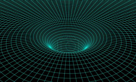 Black hole scheme with gravity grid for scientific presentation or abstract background Poster 655680480