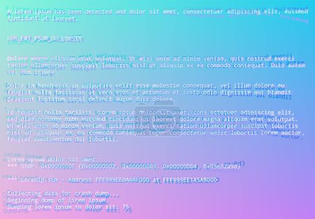 Illustration for Blue screen with operating system error message and vaporwave aesthetics glitch style - Royalty Free Image
