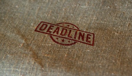 Photo for Deadline stamp printed on linen sack. Business time shedule and work plan concept. - Royalty Free Image