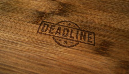 Photo for Deadline stamp printed on wooden box. Business time shedule and work plan concept. - Royalty Free Image