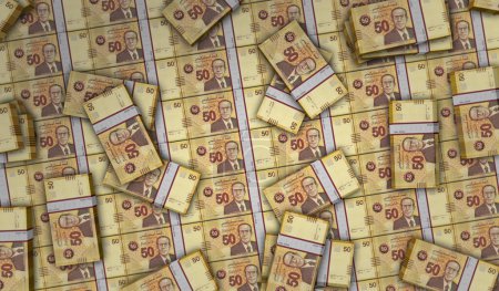 Foto de Túnez dinero dinar tunecino paquete de dinero 3d ilustración. Paquete de billetes TND apilados. Concepto de finanzas, efectivo, crisis económica, éxito empresarial, recesión, banca, impuestos y deuda. - Imagen libre de derechos