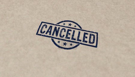 Photo for Cancelled stamp icons in few color versions. Cancellation and work annulment concept 3D rendering illustration. - Royalty Free Image
