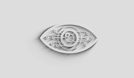 Photo for Cyber eye espionage big brother hacking spy and intelligence symbol digital concept. Network, cyber technology and computer background abstract 3d illustration. - Royalty Free Image