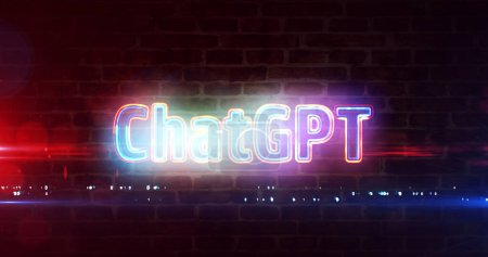 ChatGPT neon sign concept, open ai chat gpt bot and artificial intelligence technology. Futuristic 3d rendering illustration.