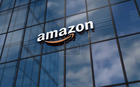 Photo for Seattle, USA, April 5, 2023: Amazon corporation headquarters glass building concept. International retail and shipping company symbol on front facade 3d illustration. - Royalty Free Image