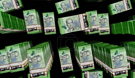 Photo for Costa Rica money Costa Rican Colon money pack 3d illustration. 10000 CRC banknote bundle stacks. Concept of finance, cash, economy crisis, business success, recession, bank, tax and debt. - Royalty Free Image
