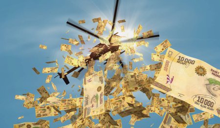 Téléchargez les photos : Madagascar Ariary billets de banque de l'hélicoptère baisse de l'argent. MGA malgache note abstrait concept 3D de l'inflation, l'impression de monnaie, la finance, l'économie, la crise et l'assouplissement quantitatif illustration. - en image libre de droit