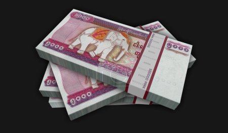 Photo for Myanmar money Burma Kyat money pack 3d illustration. 5000 MMK banknote bundle stacks. Concept of finance, cash, economy crisis, business success, recession, bank, tax and debt. - Royalty Free Image