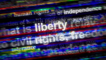 Photo for Freedom of speech Liberty Human rights Tolerance Independence. Headline news titles international media abstract concept  3d illustration. - Royalty Free Image
