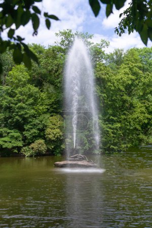 Photo for Uman, Ukraine - June 24, 2023: Fountain "Snake" in the Sofievka arboretum in summer, Uman. Vertical photography - Royalty Free Image