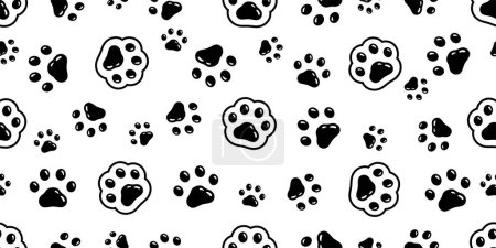 Illustration for Dog paw seamless pattern cat footprint vector cartoon gift wrapping paper tile background repeat wallpaper scarf isolated illustration design - Royalty Free Image
