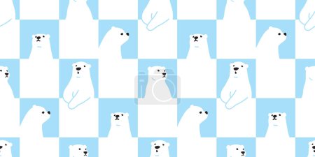 Téléchargez les illustrations : Bear polar seamless pattern vector checked teddy cartoon tile background gift wrapping paper repeat wallpaper scarf isolated doodle illustration design - en licence libre de droit