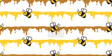 Illustration for Honey bee seamless pattern splash honeycomb vector insect scarf isolated cartoon gift wrapping paper repeat background tile wallpaper illustration doodle textile design - Royalty Free Image