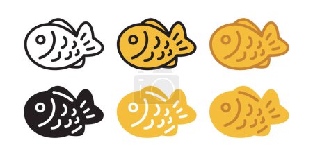 Ilustración de Icono de vector de pescado Taiyaki panadería japonesa comida bocadillo salmón atún garabato dibujo animado carácter símbolo ilustración diseño clip arte - Imagen libre de derechos