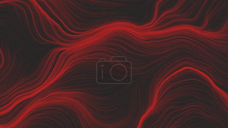 Téléchargez les photos : Arrière-plan abstrait noir et rouge. Des lignes ondulées. Fond avec des rayures modernes. Rayures ondulées couleurs noires et rouges sur texture foncée. - en image libre de droit