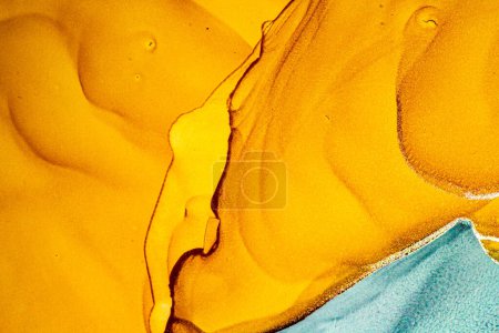 Foto de Diseño abstracto de tinta de alcohol en naranja y amarillo - Imagen libre de derechos