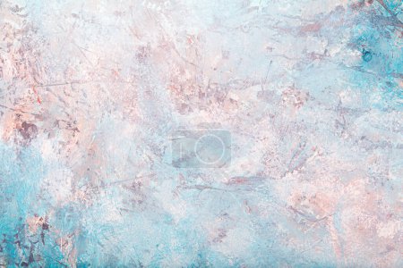 Téléchargez les photos : Bleu clair et blanc, fond peint à l'huile abstrait menthe, texture brosse avec espace de copie pour la conception - en image libre de droit