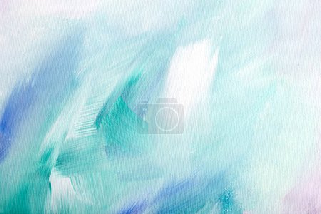 Photo for Light Blue and white, mint abstract oil painted background, brush texture with copy space for design - Royalty Free Image