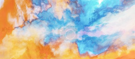 Photo for Abstract colorful watercolor paint blue green yellow background liquid fluid texture for background, banner - Royalty Free Image