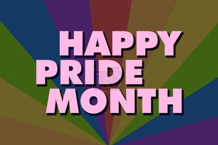 Photo for LGBT rainbow pride with happy pride month. Rainbow Pride Flag Colors. Banner Illustration with Text for Pride Month - Royalty Free Image