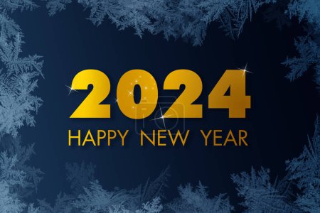 Photo for Happy New Year 2024 Greeting Card with snowflakes - Royalty Free Image
