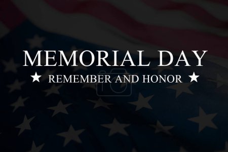 Foto de Bandera americana con el texto Memorial day. Memorial Day fondo de imagen patriótica - Imagen libre de derechos