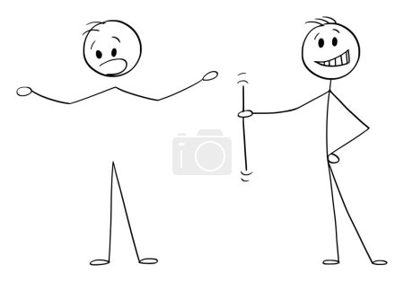Ilustración de Person holding or taking back or body of another person, vector cartoon stick figure or character illustration. - Imagen libre de derechos