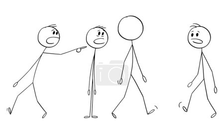 Illustration for Anonymous person walking without face , vector cartoon stick figure or character illustration. - Royalty Free Image