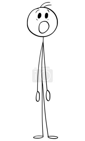 Illustration for Shocked or surprised person showing facial expression, vector cartoon stick figure or character illustration. - Royalty Free Image