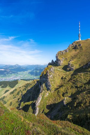 Kitzbueheler Horn transmission tower in the alps of Austria