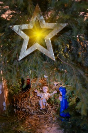 Photo for Christmas nativity scene with baby Jesus - Royalty Free Image