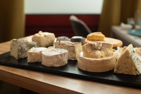 Cheese plate in a luxury restaurant in France Normandy cheeses