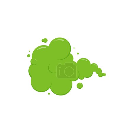 Illustration for Fart cloud, smell smoke, bad gas, cartoon green stink odour vector icon isolated on white background. Aroma illustration - Royalty Free Image