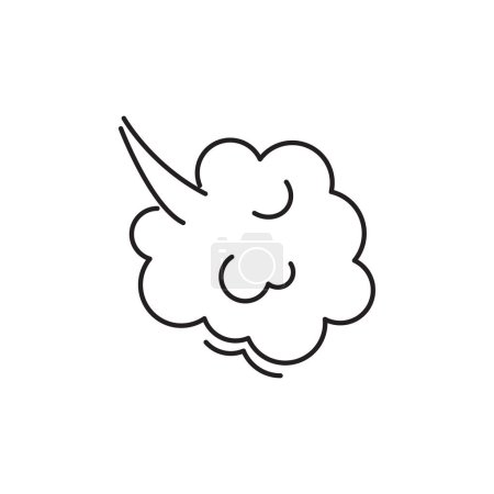 Illustration for Fart cloud vector line icon, smoke poof doodle, comic breath, air, steam puff, dust or flatulence, cartoon smell pop, funny gas outline design. Editable stroke. Aroma simple illustration - Royalty Free Image