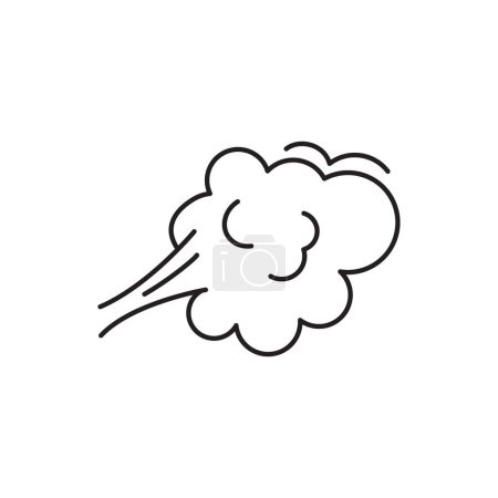 Illustration for Fart cloud vector linear icon, smoke poof doodle, comic breath, air, steam puff, dust or flatulence, cartoon smell pop, funny gas outline design. Editable stroke. Aroma illustration - Royalty Free Image