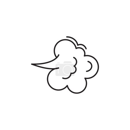 Illustration for PrintFart cloud vector line icon, smoke poof doodle, comic breath, air, steam puff, dust or flatulence, cartoon smell pop, funny gas outline design. Editable stroke. Aroma simple illustration - Royalty Free Image