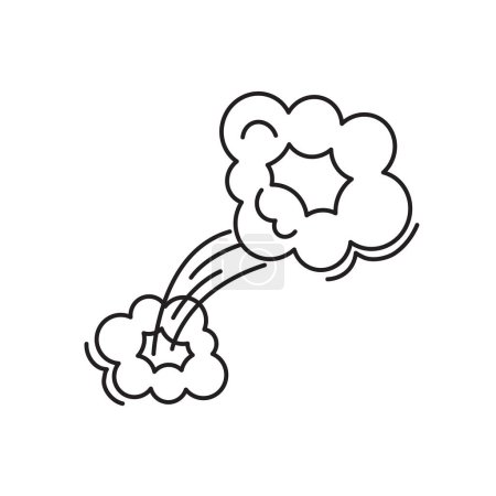 Illustration for Fart cloud vector line icon, smoke poof doodle, comic breath, air, steam puff, dust or flatulence, cartoon smell pop, funny gas outline design. Editable stroke. Aroma illustration - Royalty Free Image